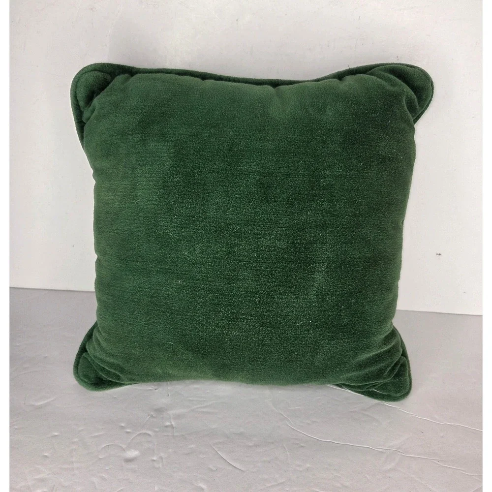 Green Velvet Christmas Tree Beaded Throw Pillow Holiday Decor 12x12